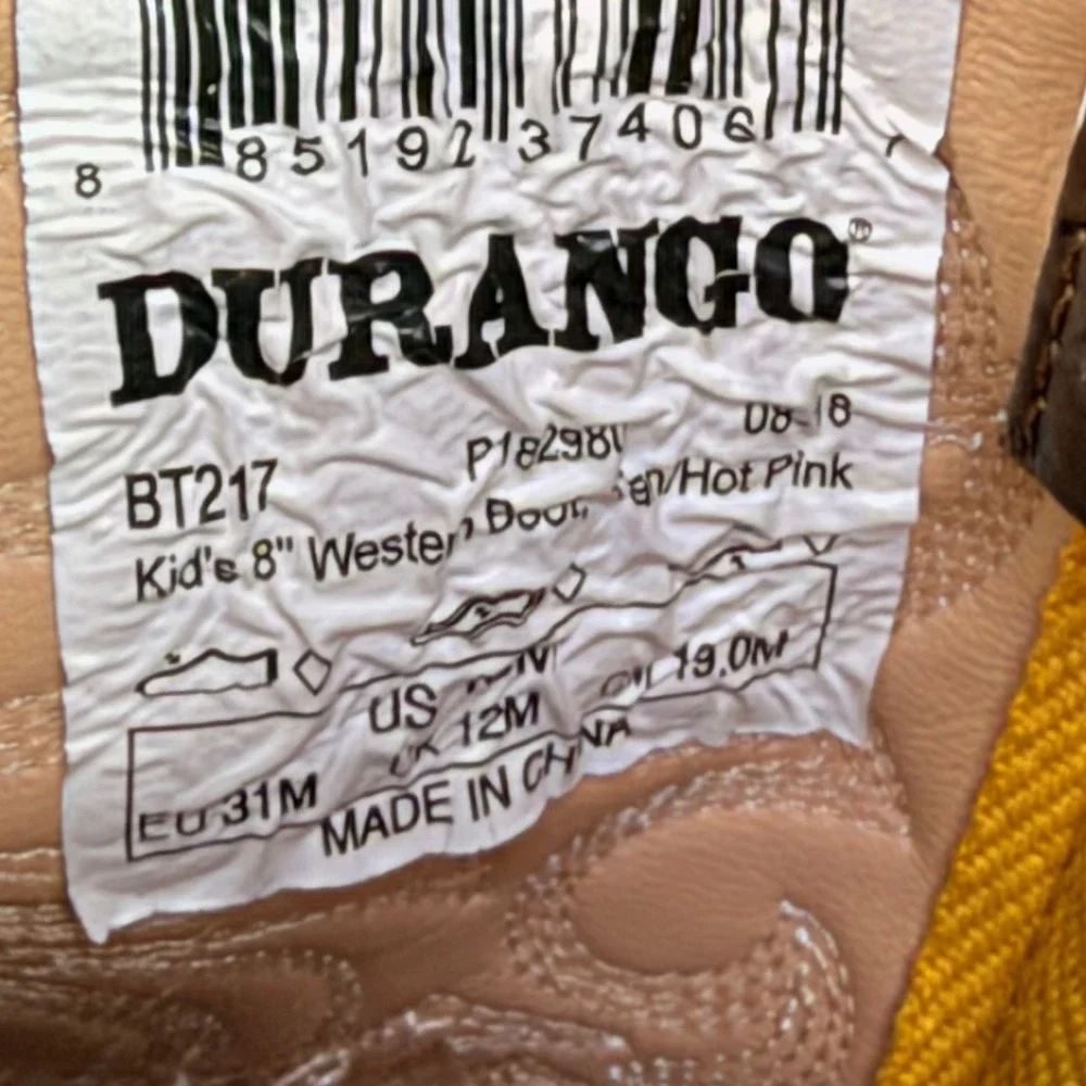 Durango Lil Durango Western Boots Brown Hot Pink Girls Size 13M
